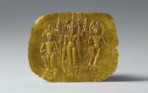 墮羅鉢底王朝(6-11 世紀)  泰國 立佛三尊像奉獻板