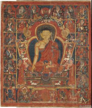 西藏十六世紀釋迦牟尼與十六羅漢唐卡