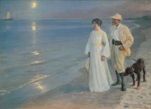 " Summer evening on the beach at Skagen.The painter and his wife."