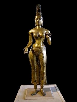 斯里蘭卡的公元7世紀至8世紀的鍍金青銅度母像