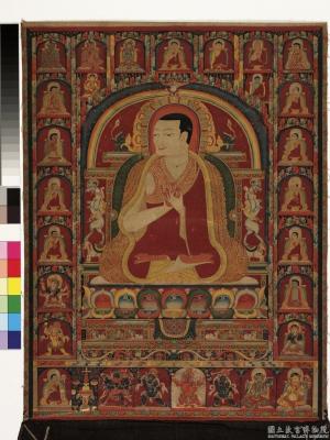 西藏十三世紀達壟寺堪布桑杰溫像唐卡