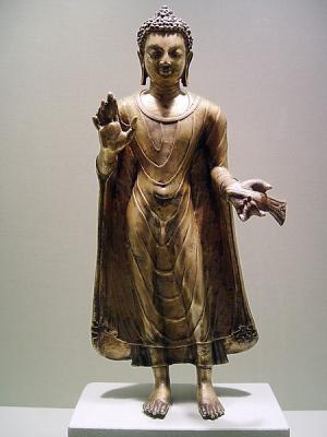 印度北方邦的公元6世紀的銅製佛像